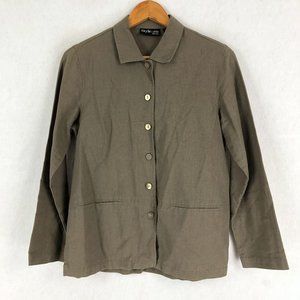 Style & Co Women's Size M/L** Petite Brown Linen Blend Button Front Jacket